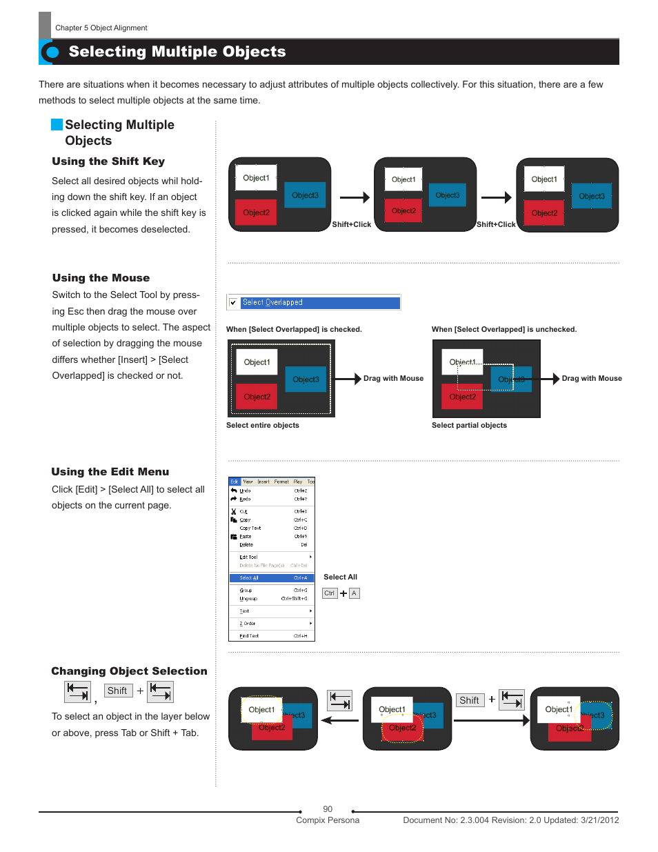 Selecting multiple objects | Compix Persona User Manual | Page 90 / 209