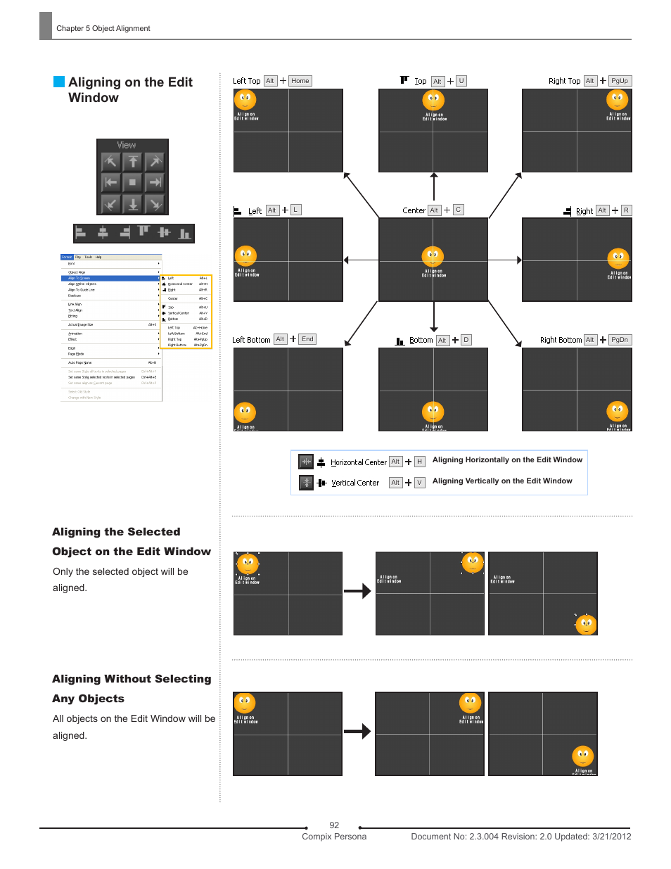 Aligning on the edit window | Compix Persona User Manual | Page 92 / 209