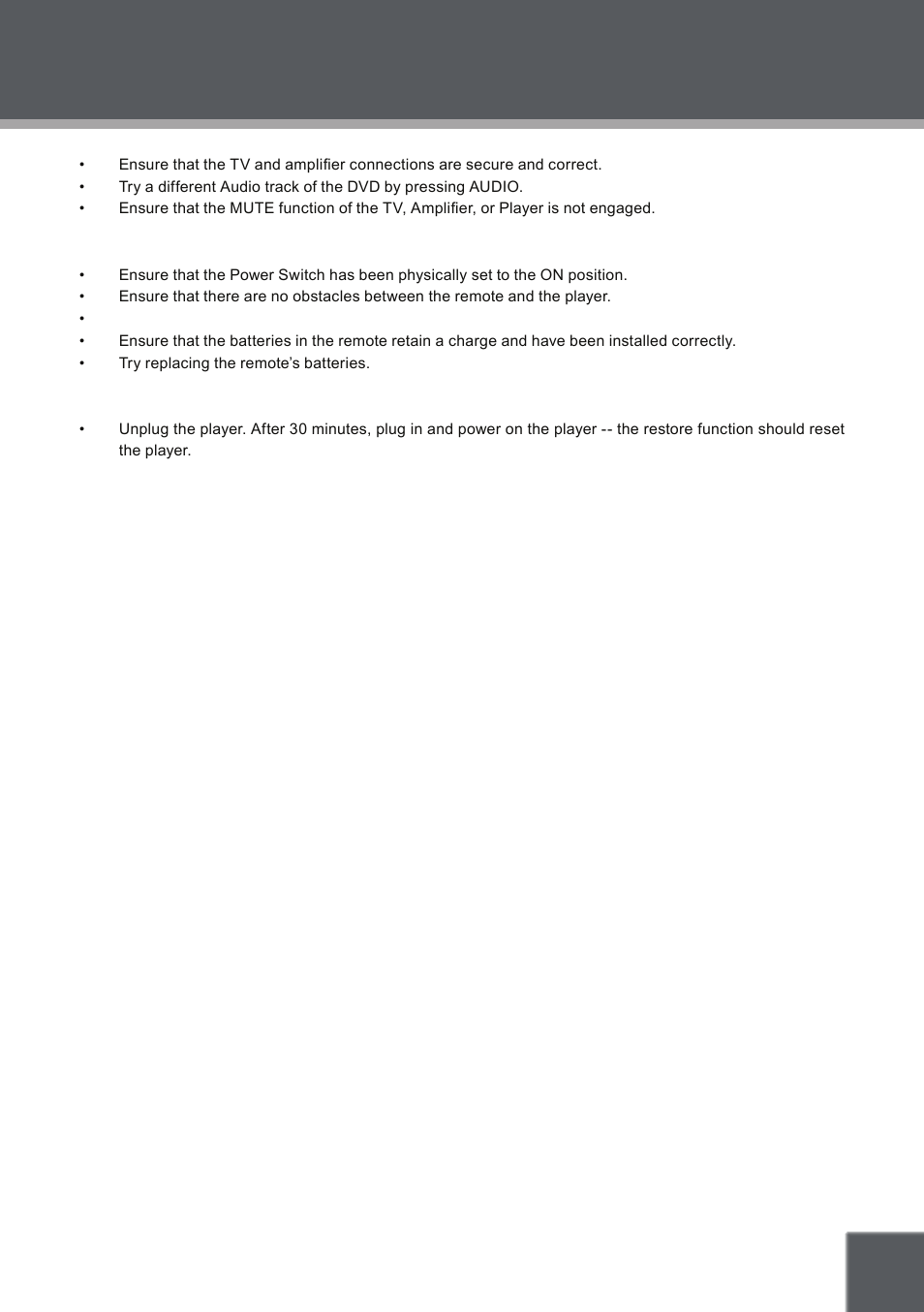 Troubleshooting | COBY electronic TF-DVD8509 User Manual | Page 25 / 26