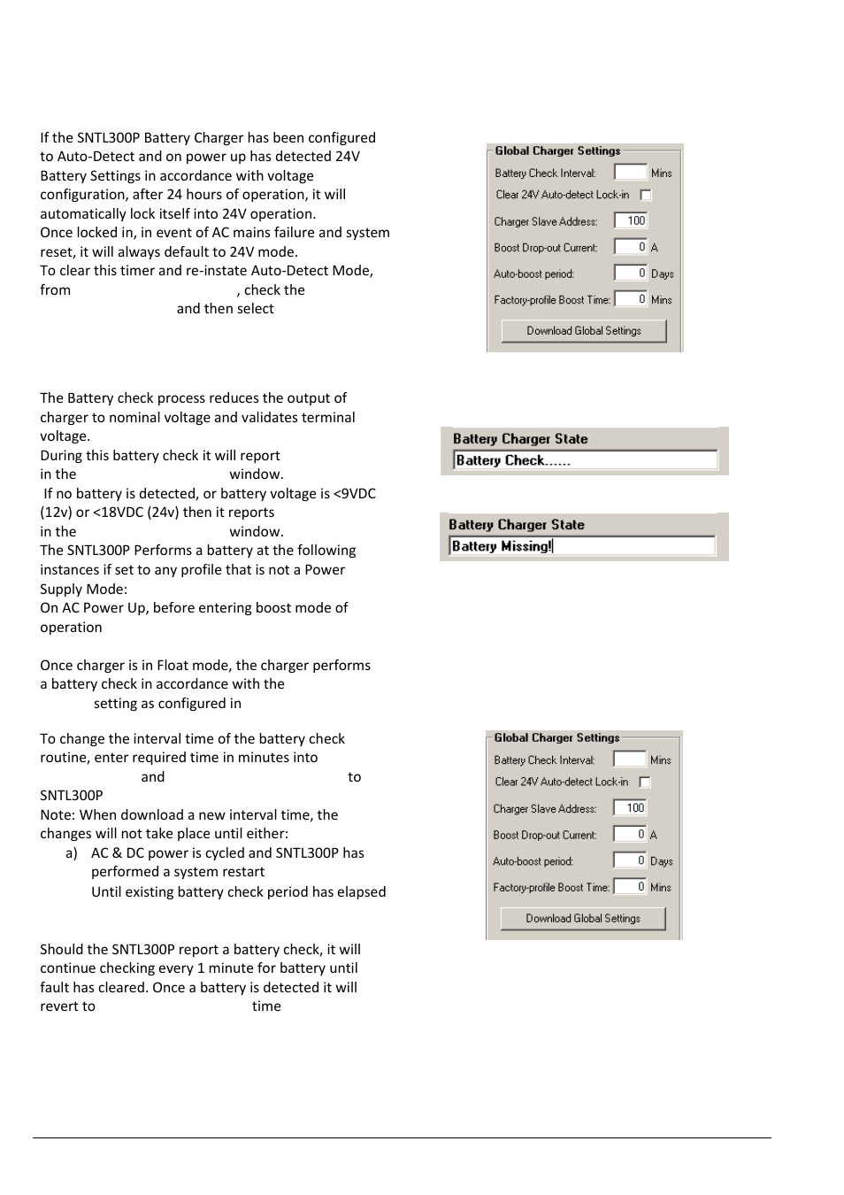 24v auto-detect lock in, Battery check routine | Computronic Controls Sentinel 300P User Manual | Page 16 / 22