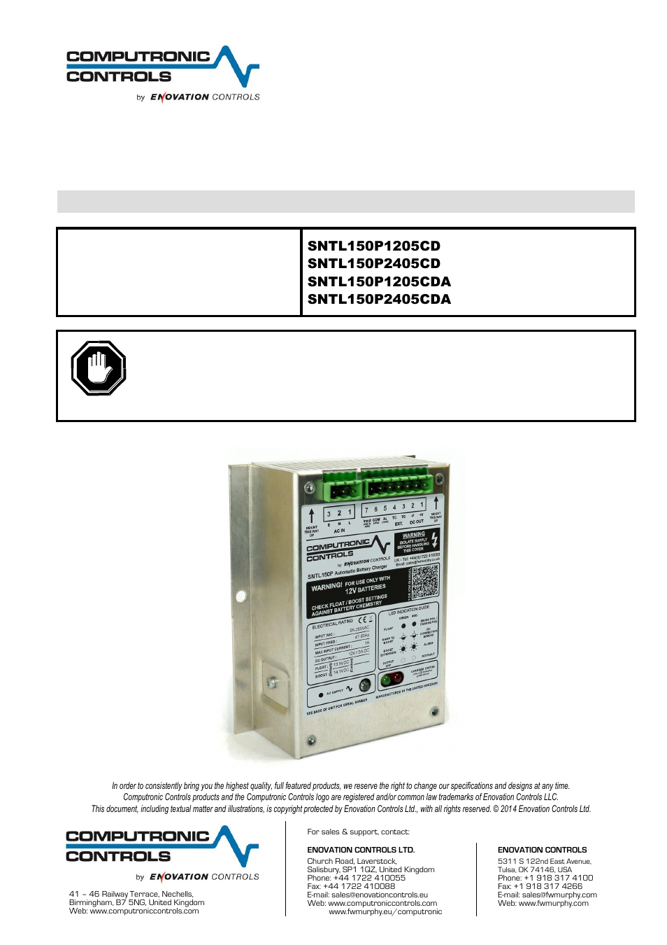 Computronic Controls Sentinel 150P User Manual | 8 pages