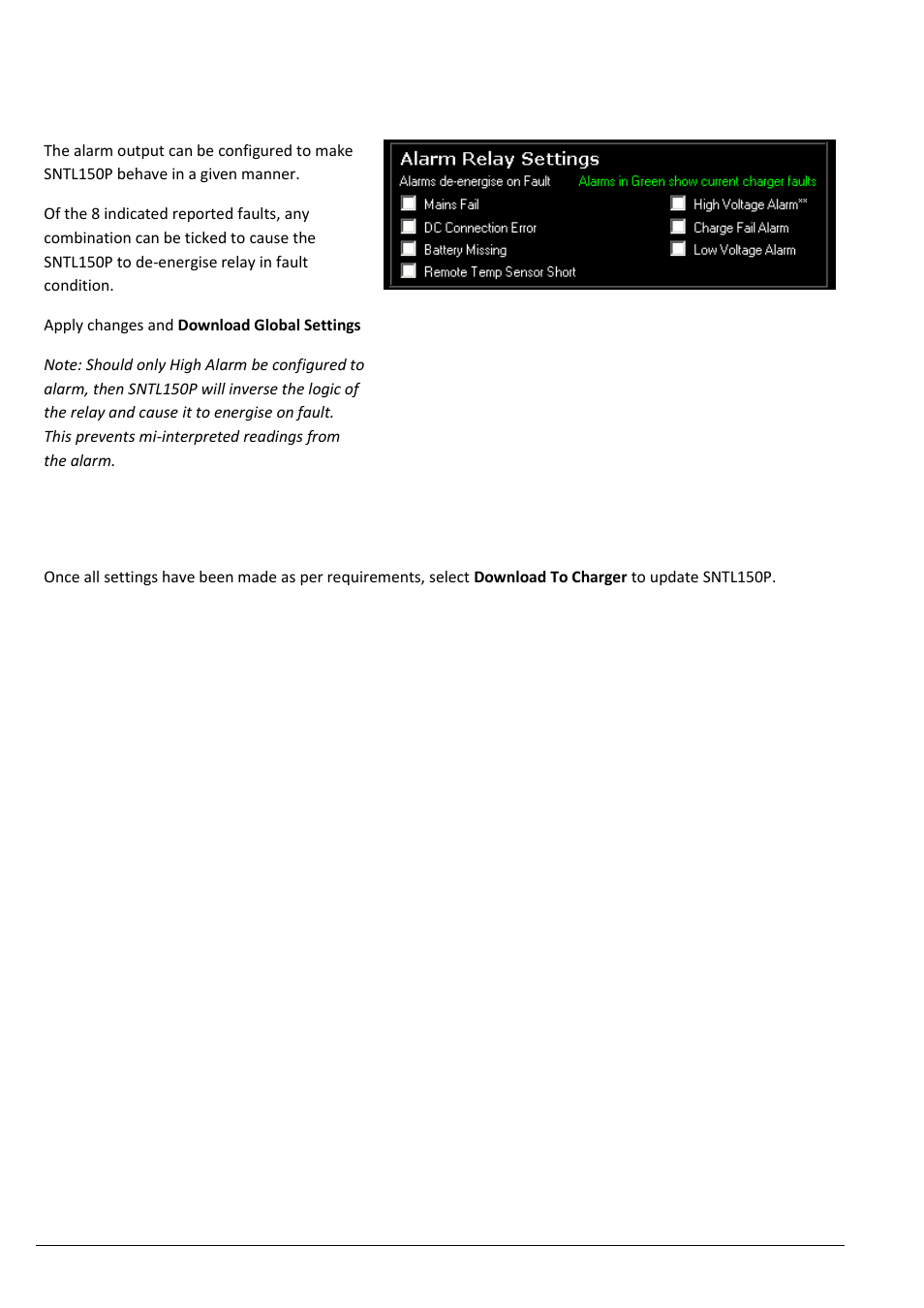 Alarm settings (where fitted) | Computronic Controls Sentinel 150P User Manual | Page 24 / 28
