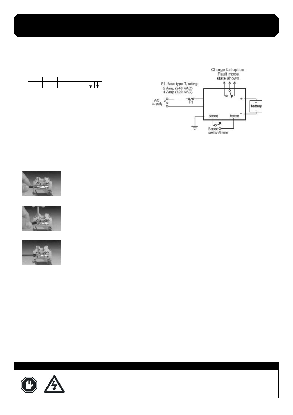 Electrical connection, Warning: danger of injury or death, Terminal connection information | Warning | Computronic Controls Sentry User Manual | Page 5 / 6