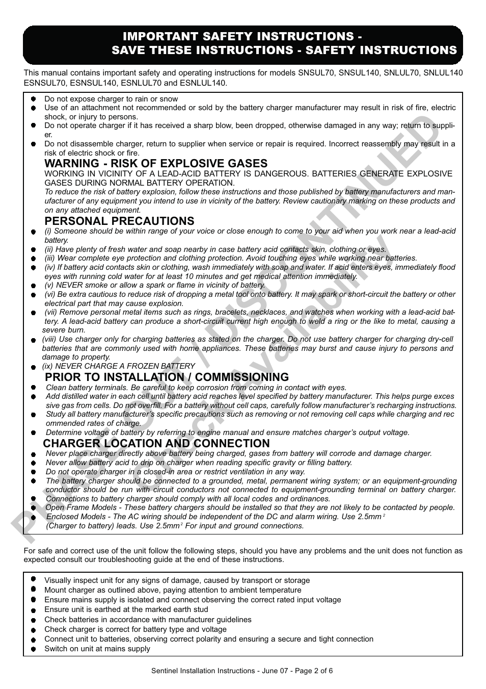 Phase out / discontinued check availability | Computronic Controls Sentinel UL 70 User Manual | Page 2 / 6