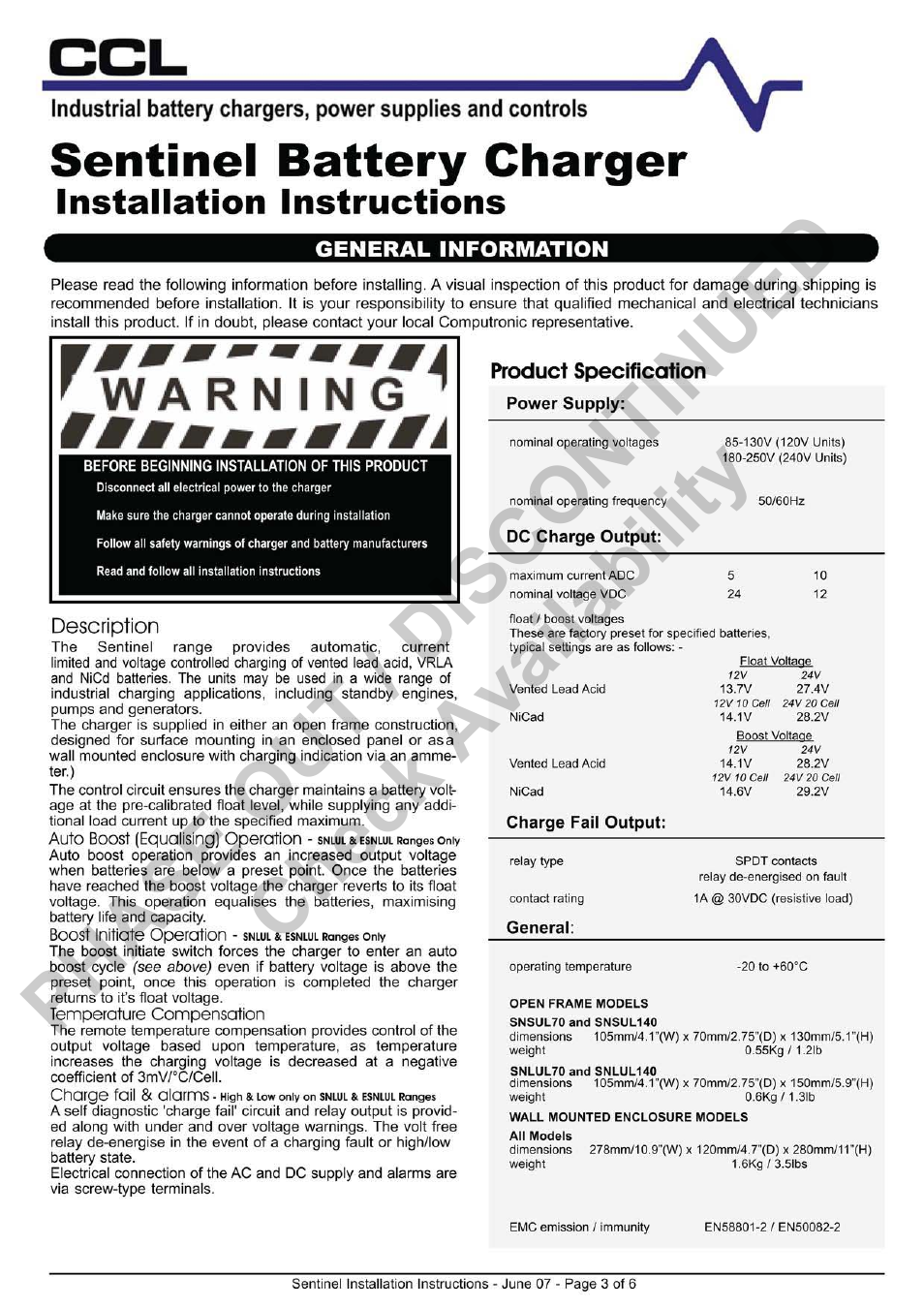 Computronic Controls Sentinel UL 70 User Manual | Page 3 / 6