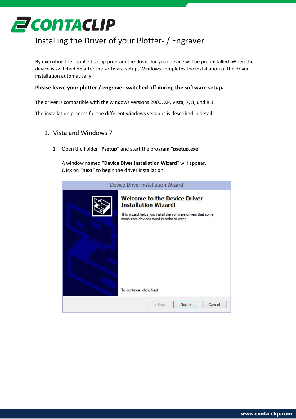 CONTA-CLIP EMS plotter drivers User Manual | 11 pages