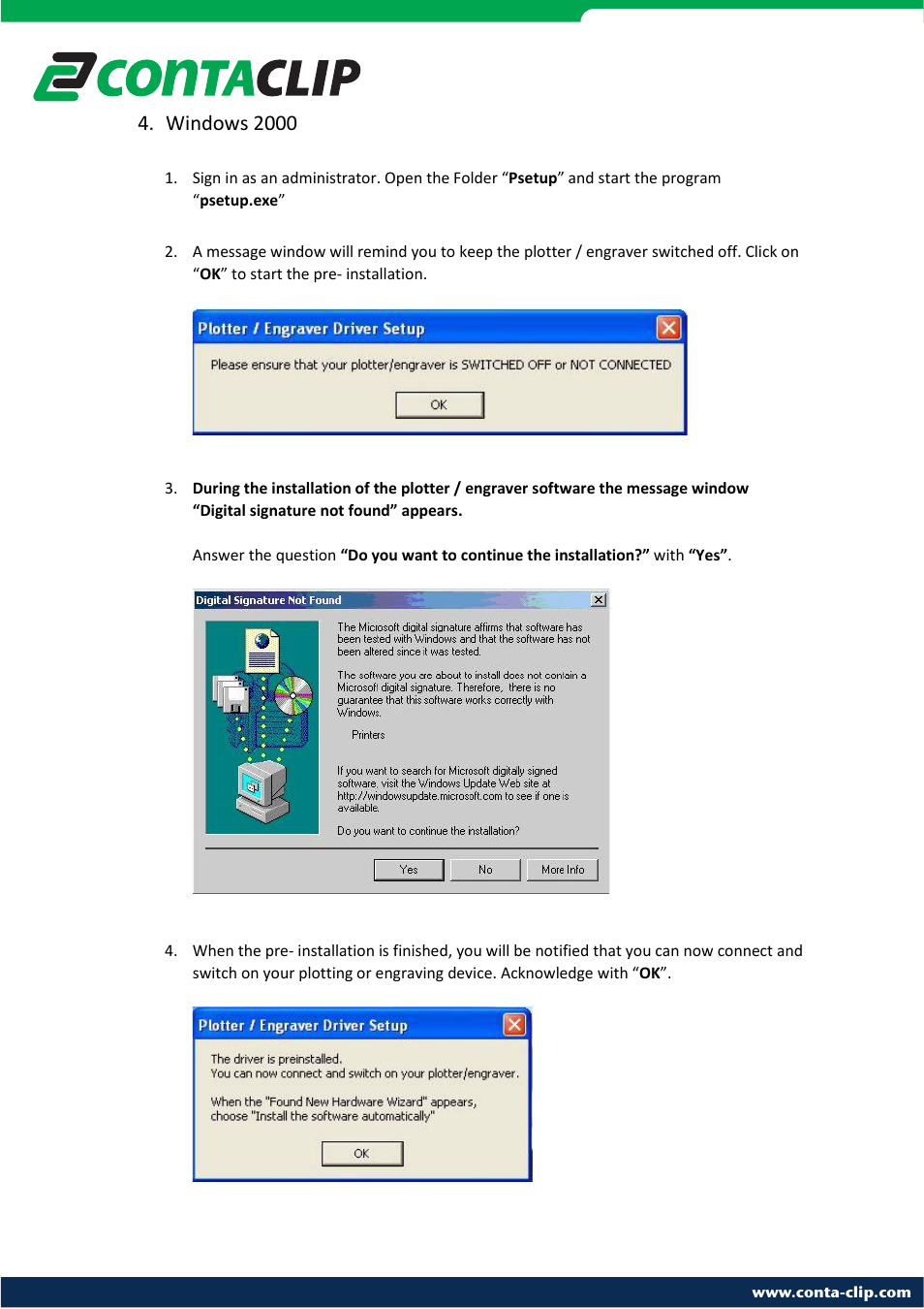 Windows 2000 | CONTA-CLIP EMS plotter drivers User Manual | Page 10 / 11