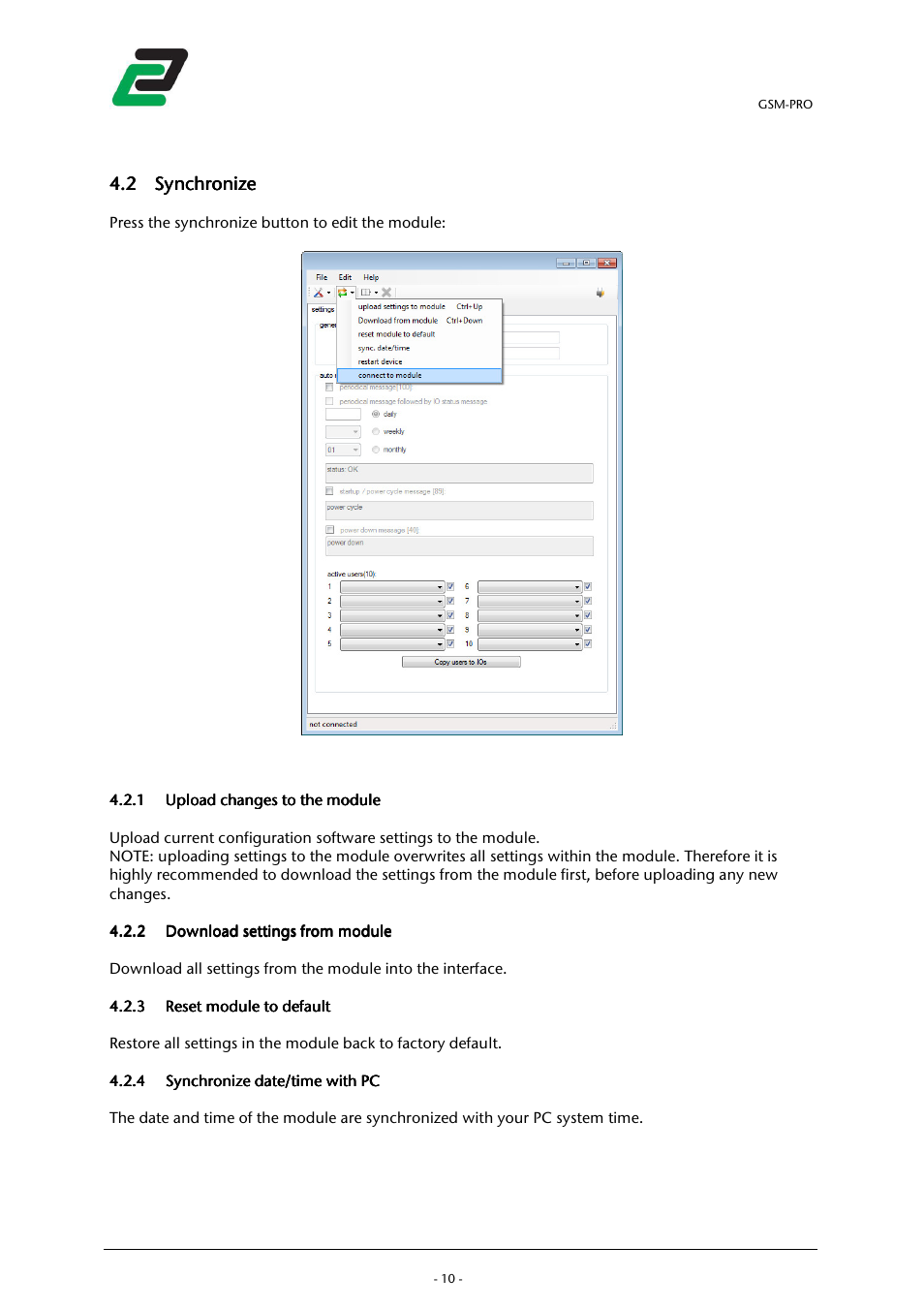2 synchronize synchronize synchronize synchronize | CONTA-CLIP GSM-PRO User Manual | Page 12 / 48