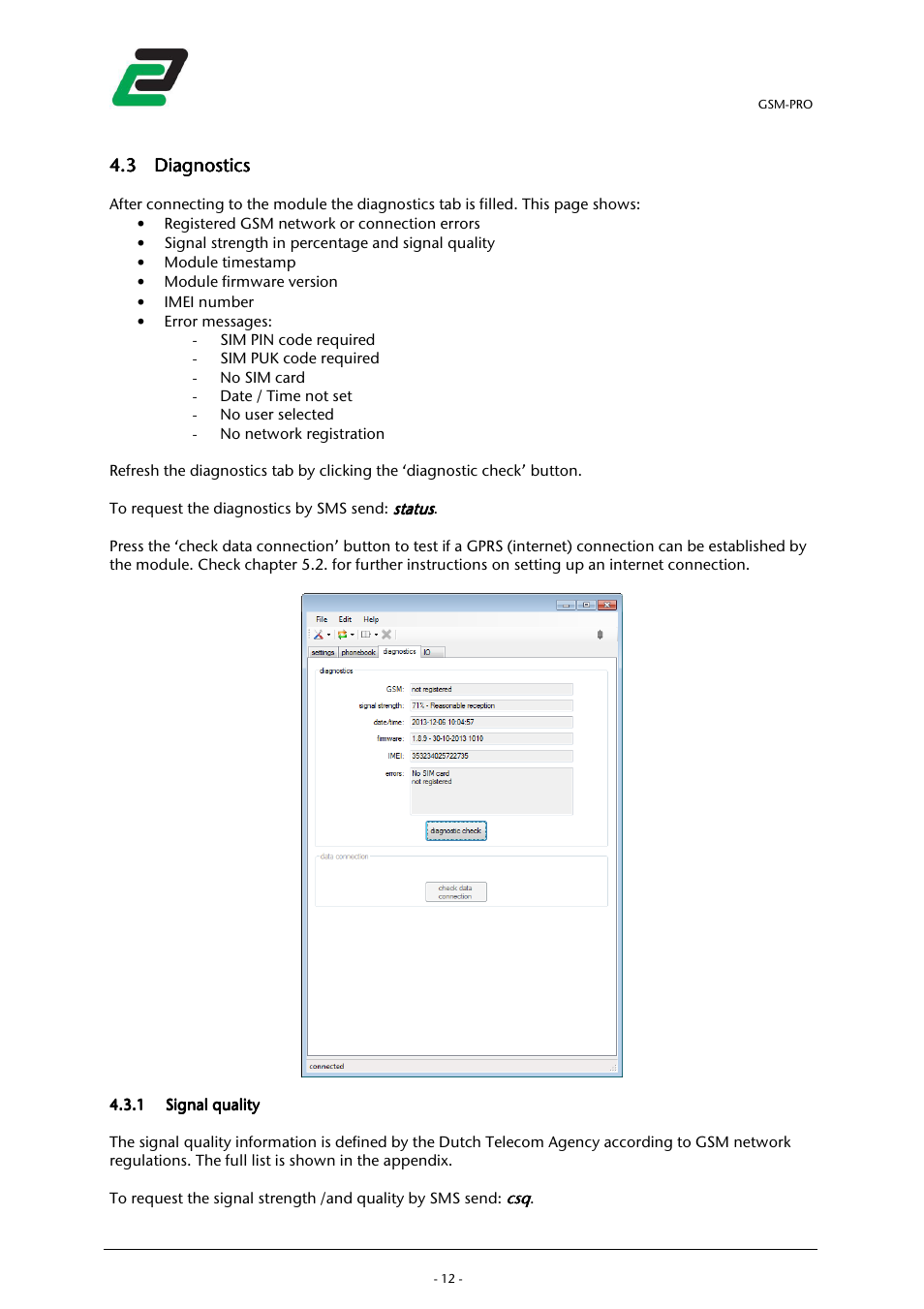3 diagnostics diagnostics diagnostics diagnostics | CONTA-CLIP GSM-PRO User Manual | Page 14 / 48