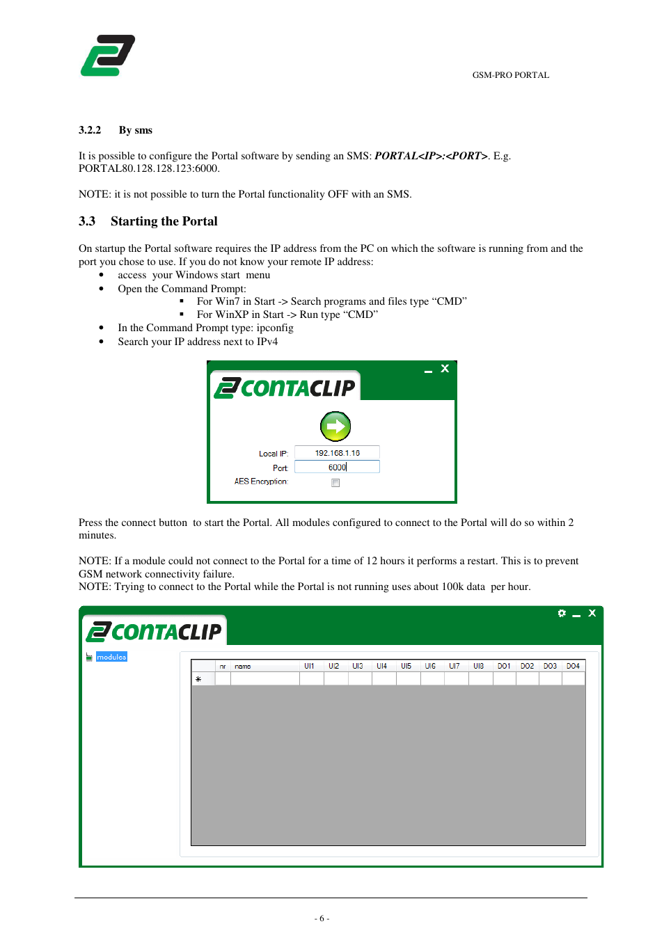 3 starting the portal | CONTA-CLIP GSM-PRO Portal User Manual | Page 7 / 18