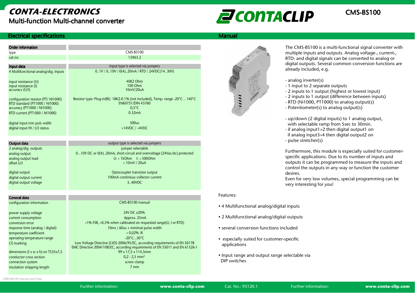 CONTA-CLIP CMS-BS 100 User Manual | 5 pages