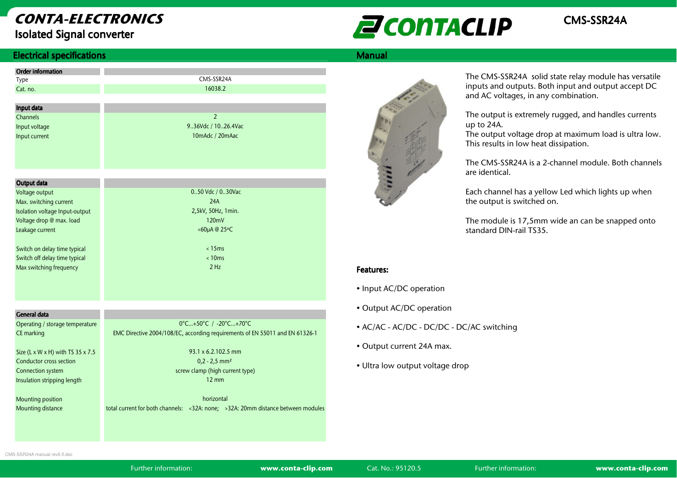 CONTA-CLIP CMS-SSR24A User Manual | 2 pages