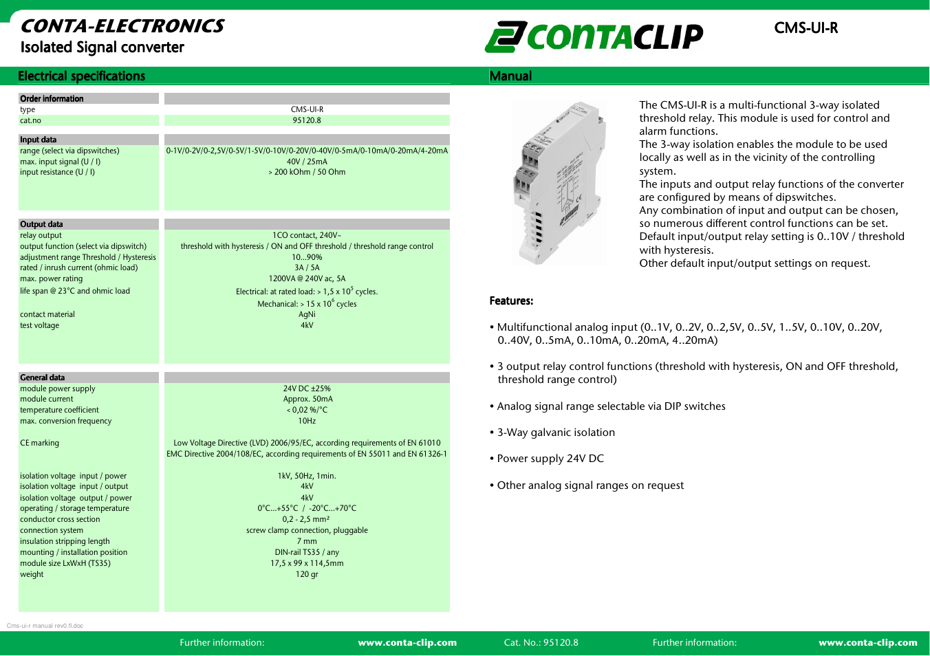CONTA-CLIP CMS-UI-R User Manual | 2 pages