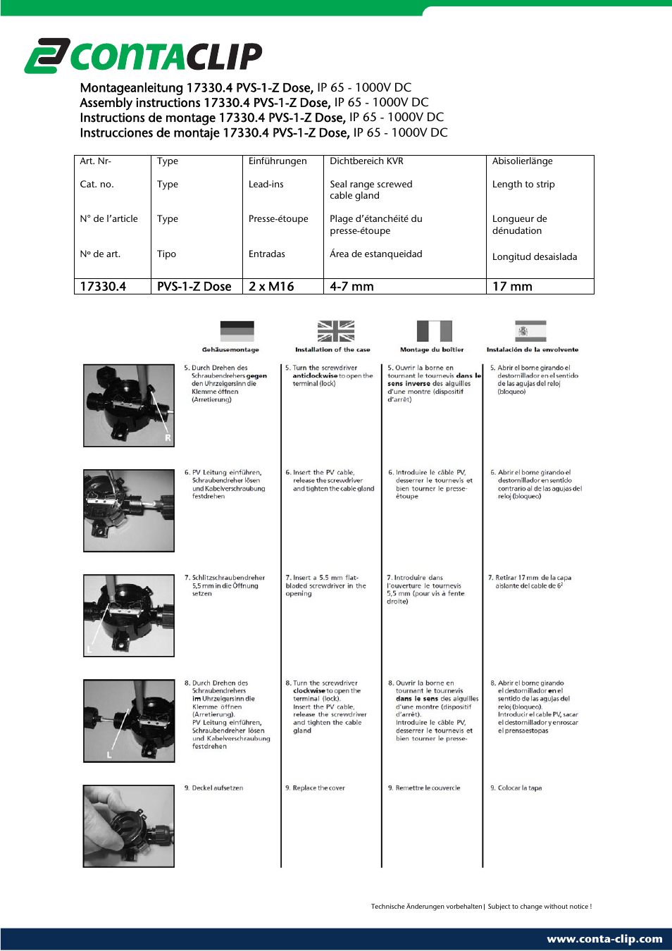 CONTA-CLIP PVS-1-Z Connection Box User Manual | Page 2 / 2