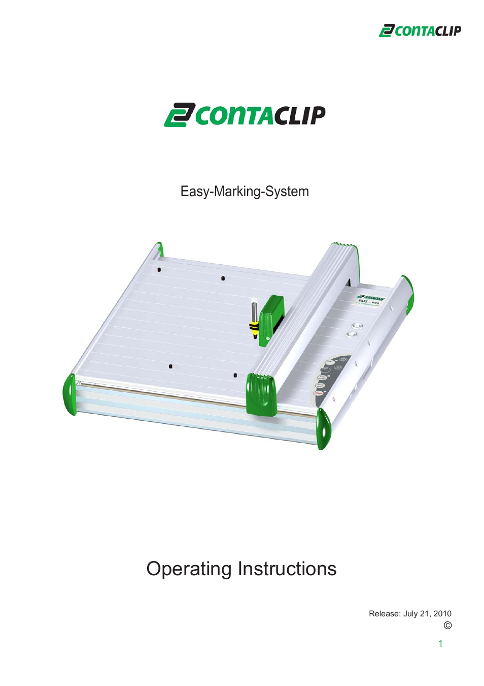CONTA-CLIP EMS-eco-Plotter-System User Manual | 16 pages