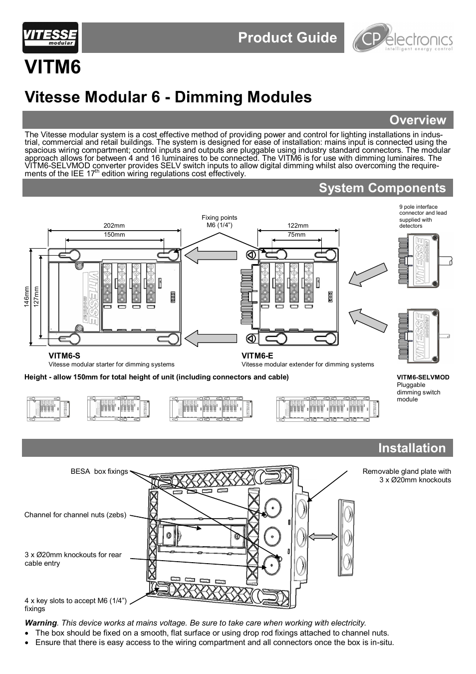 CP Electronics VITM 6 User Manual | 8 pages