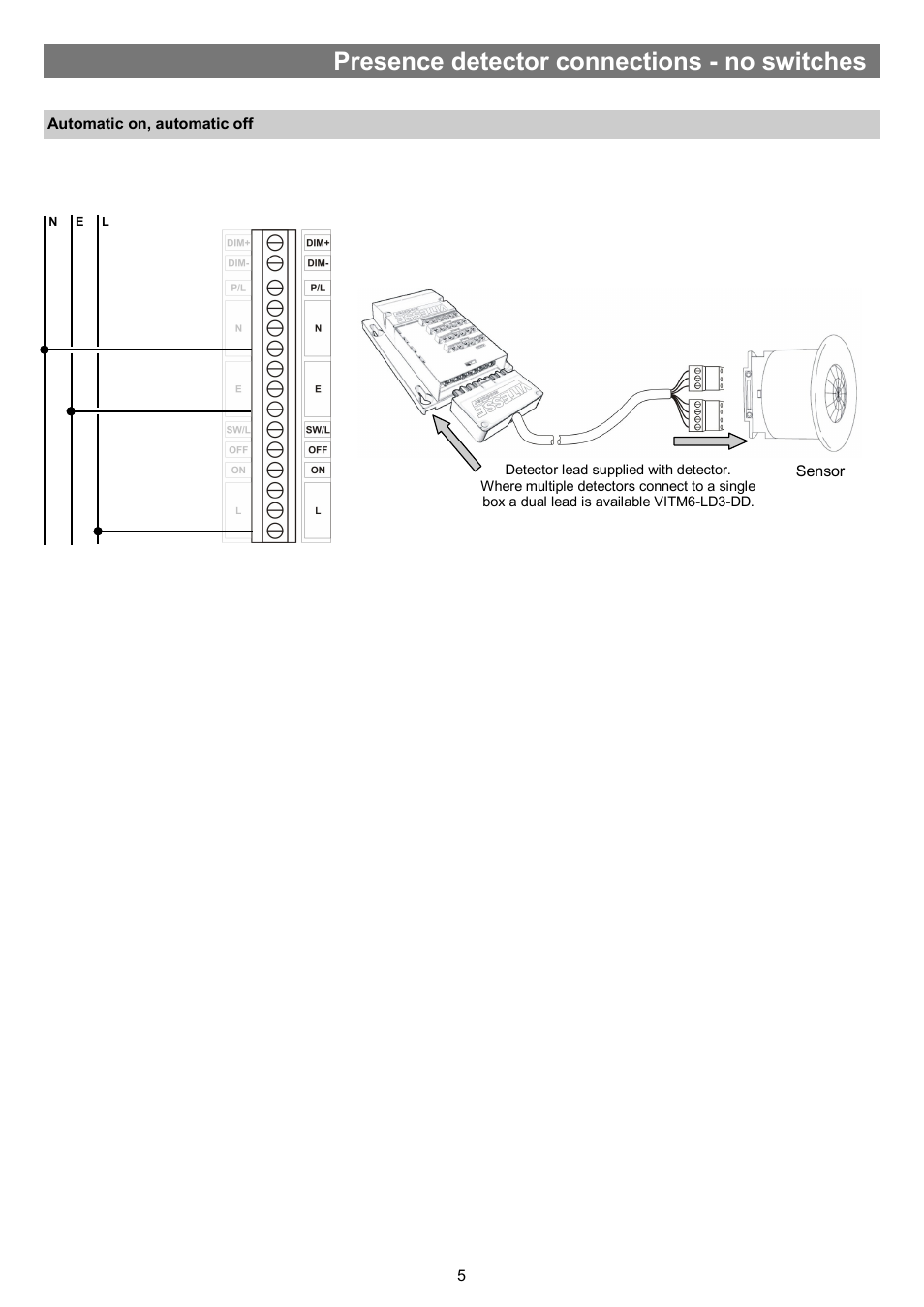 Presence detector connections - no switches | CP Electronics VITM 6 User Manual | Page 5 / 8