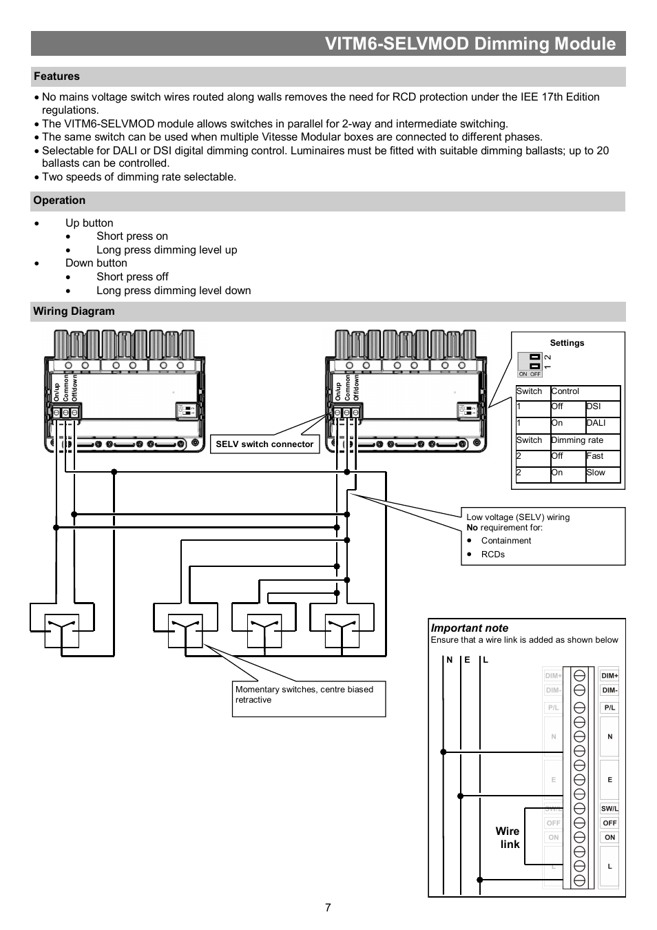 Vitm6-selvmod dimming module | CP Electronics VITM 6 User Manual | Page 7 / 8