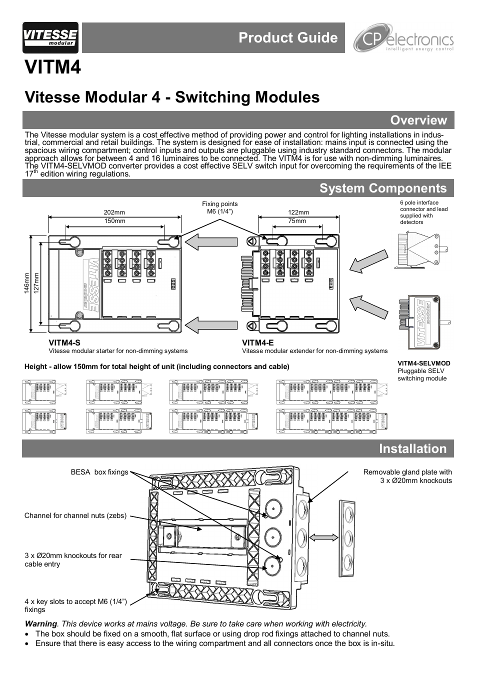 CP Electronics VITM4 User Manual | 4 pages