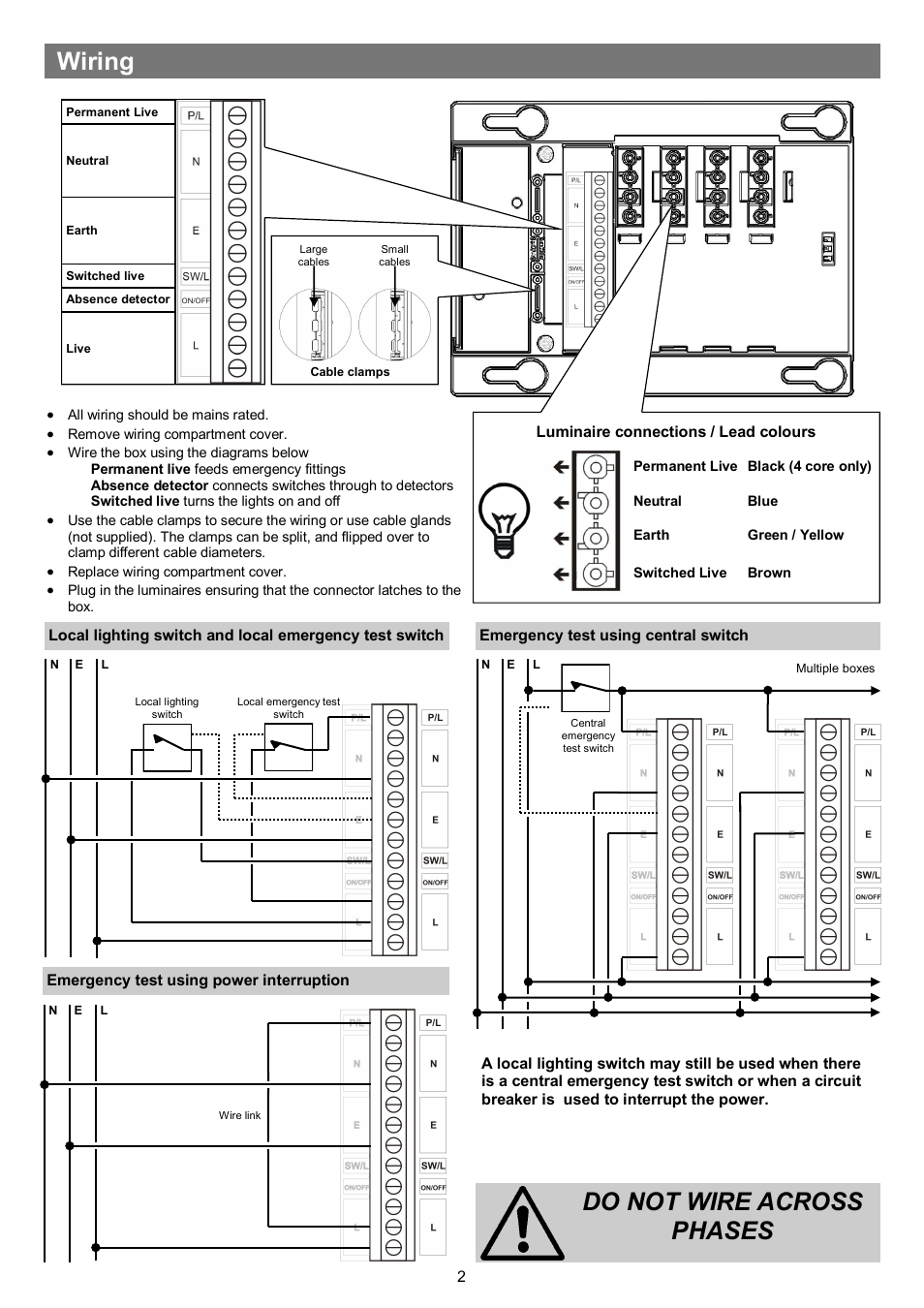 Do not wire across phases, Wiring | CP Electronics VITM4 User Manual | Page 2 / 4