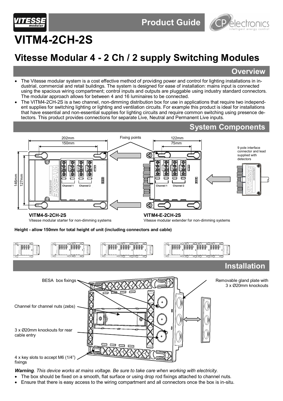 CP Electronics VITM4-2CH-2S User Manual | 8 pages