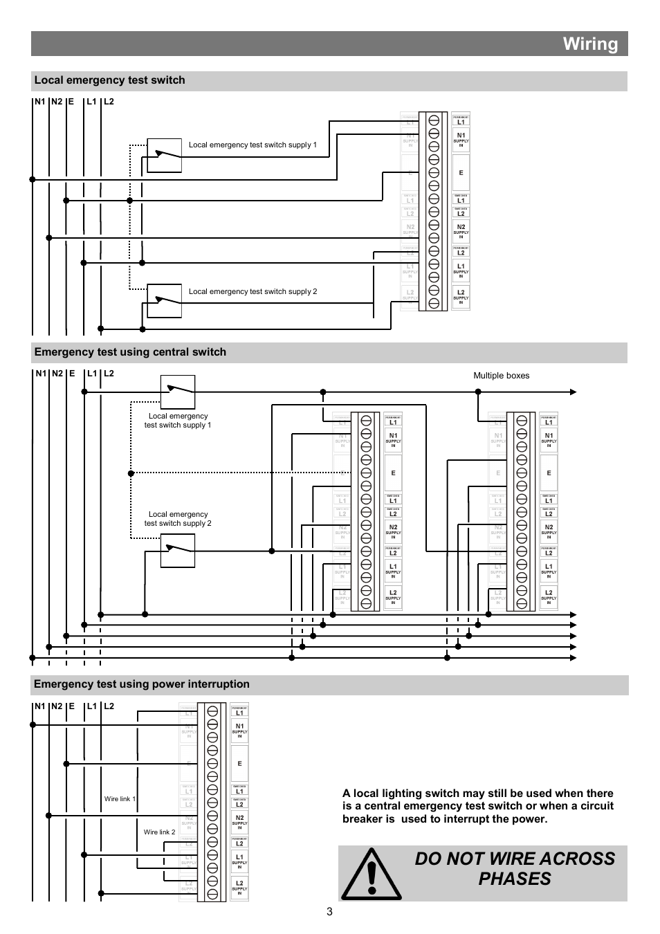 Do not wire across phases, Wiring | CP Electronics VITM4-2CH-2S User Manual | Page 3 / 8