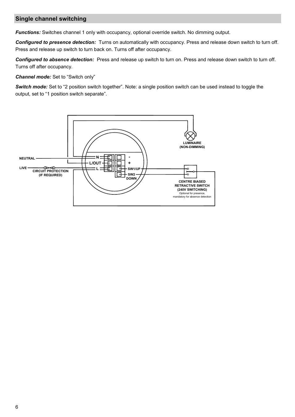 Single channel switching | CP Electronics VITM6-EBDSPIR-AD User Manual | Page 6 / 12