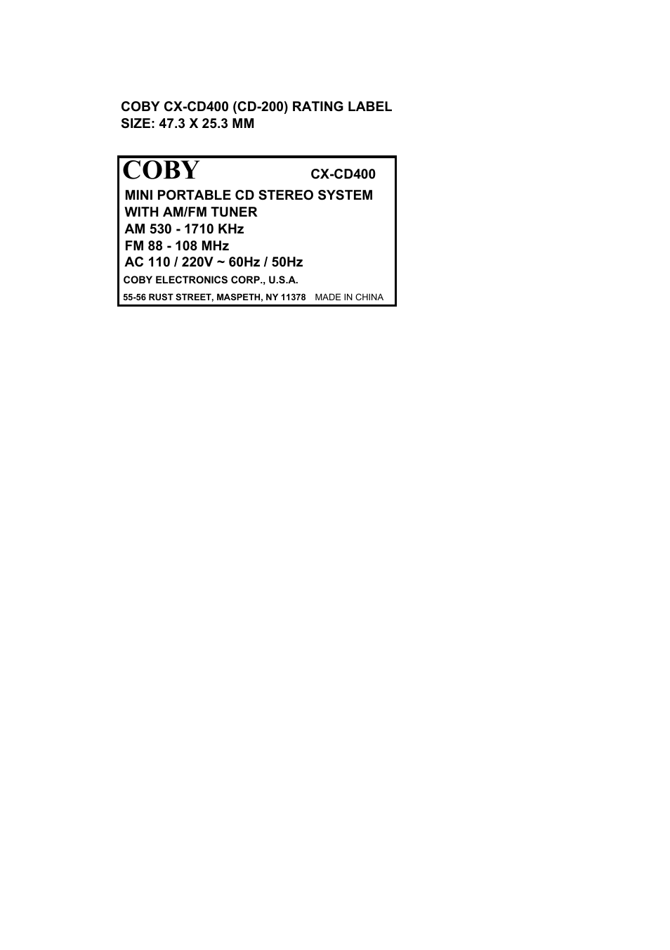 Sheet1, Coby | COBY electronic COBY CX CX-CD400 User Manual | Page 10 / 10