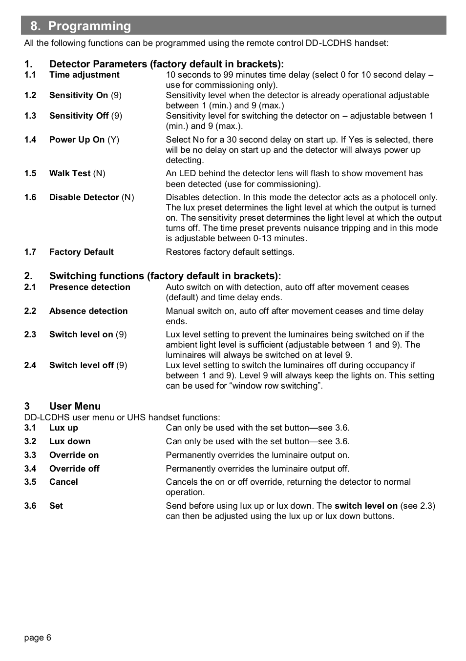 Programming | CP Electronics VITMR-MWS3A-PRM User Manual | Page 6 / 8