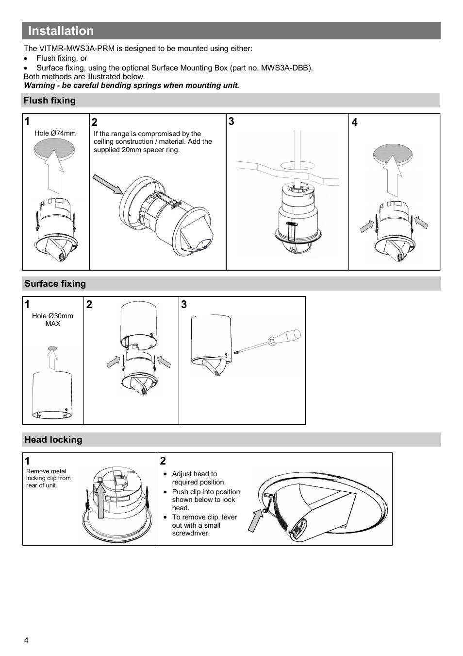 Installation | CP Electronics VITMR-MWS3A-PRM User Manual | Page 4 / 8