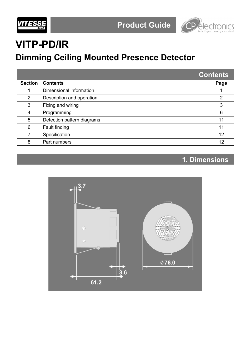 CP Electronics VITP-IR User Manual | 12 pages