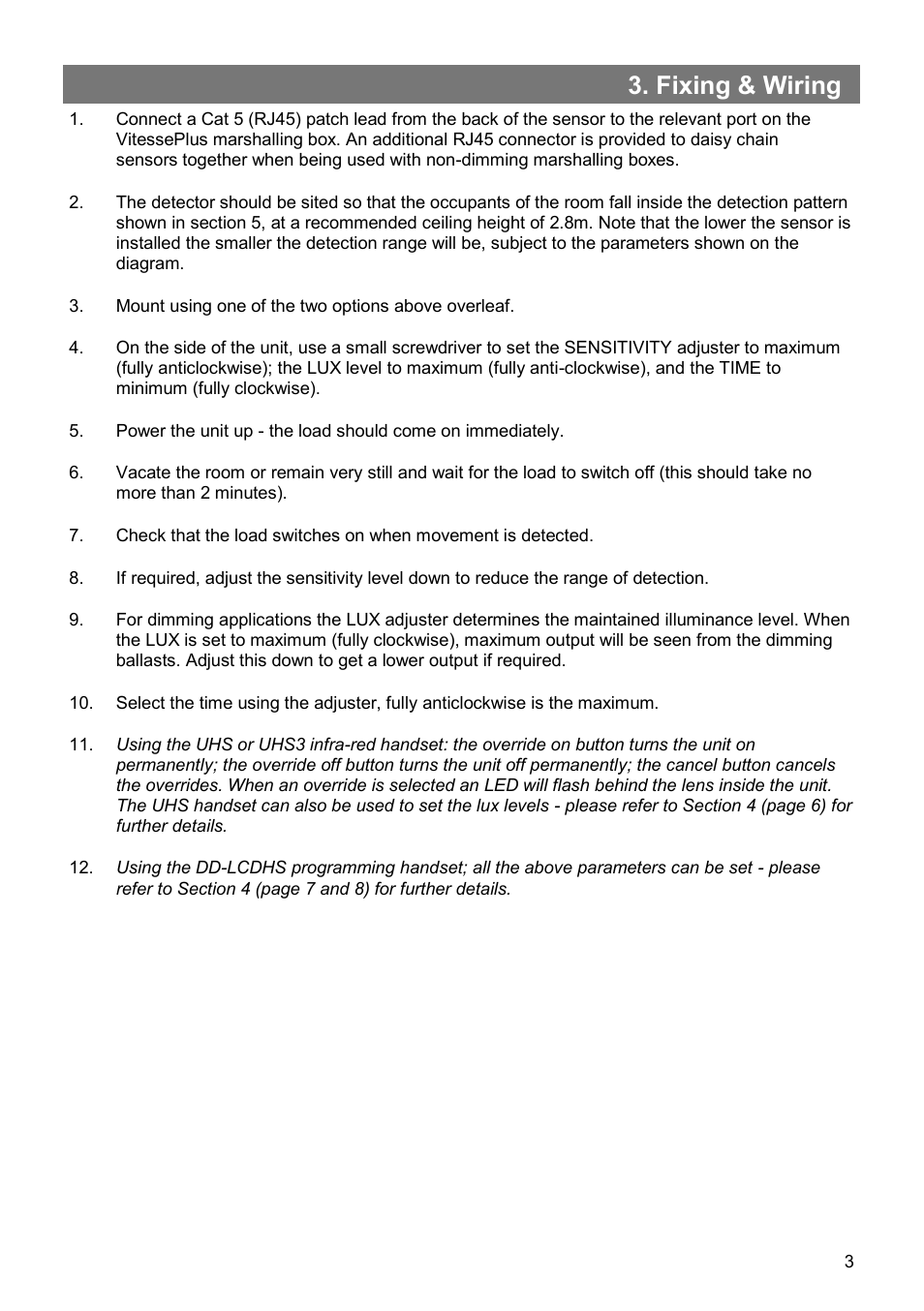 Fixing & wiring | CP Electronics VITP-IR User Manual | Page 3 / 12