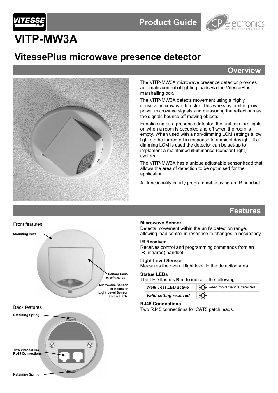 CP Electronics VITP-MWS3A User Manual | 8 pages