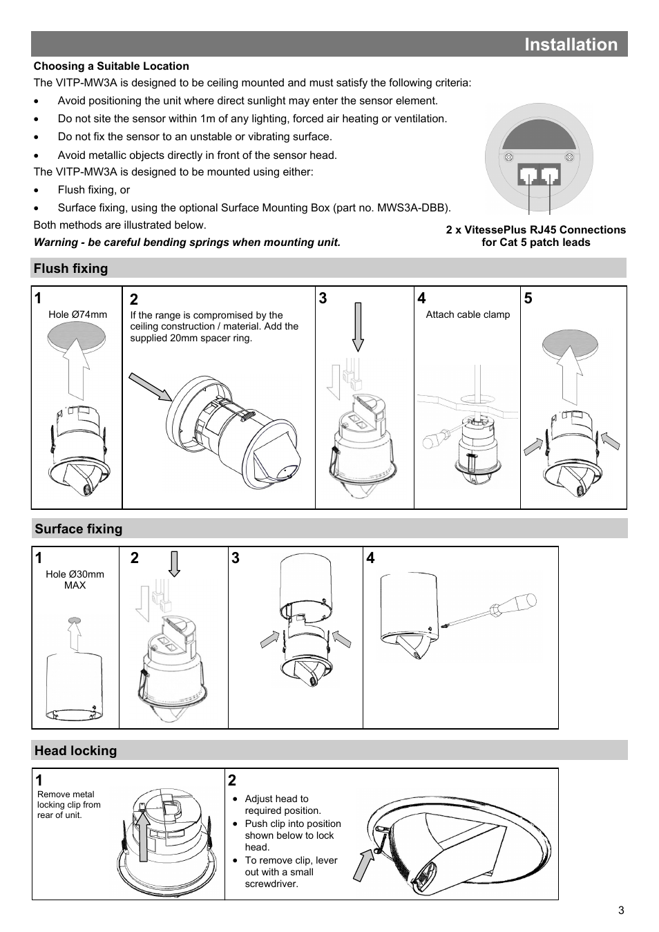 Installation | CP Electronics VITP-MWS3A User Manual | Page 3 / 8