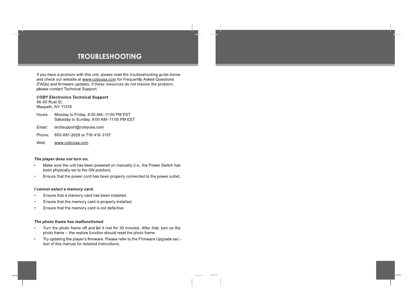Specifications | COBY electronic DP-352 CT User Manual | Page 10 / 10