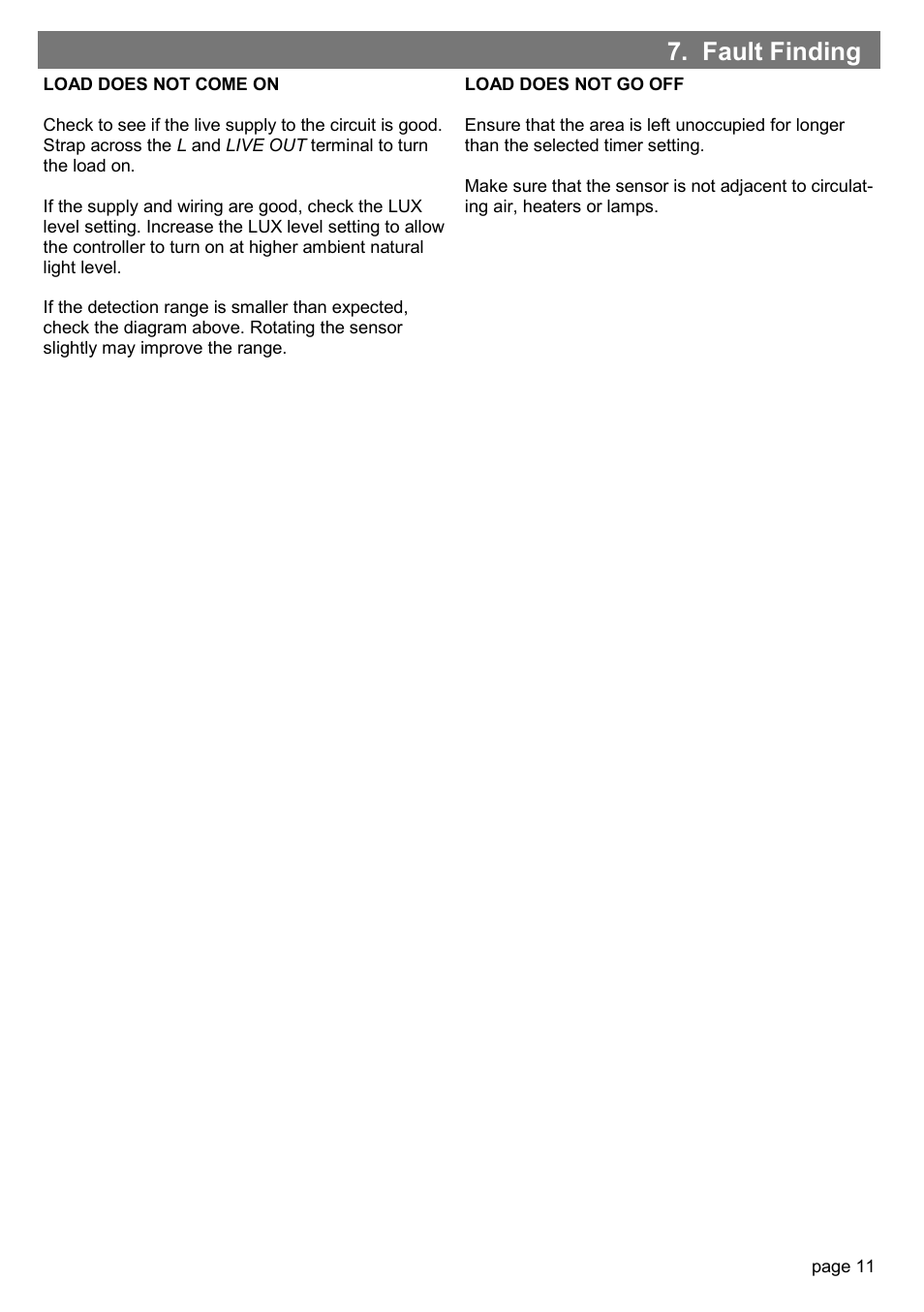 Fault finding | CP Electronics EBDSPIR-AD User Manual | Page 11 / 12