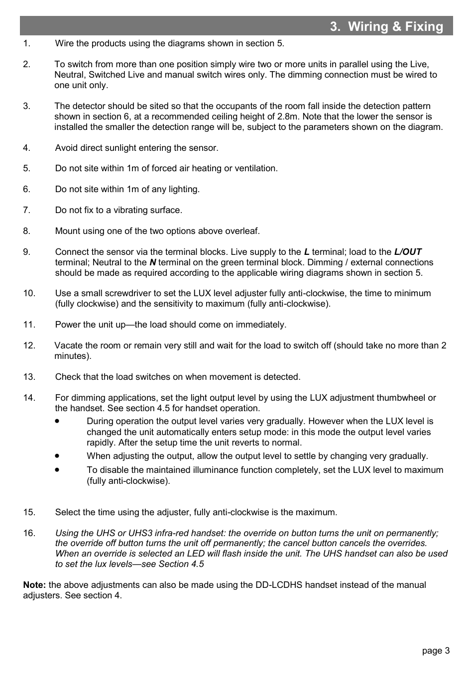 Wiring & fixing | CP Electronics EBDSPIR-AD User Manual | Page 3 / 12