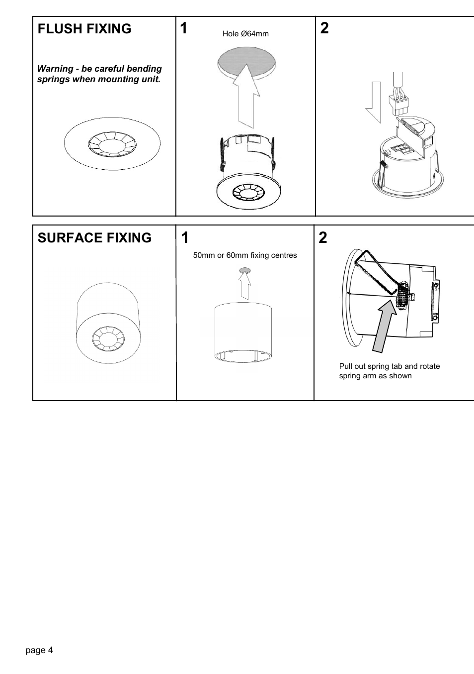 Flush fixing surface fixing | CP Electronics EBDSPIR-AD User Manual | Page 4 / 12
