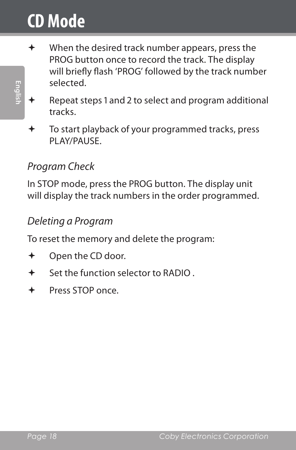Cd mode | COBY electronic CSMP142 User Manual | Page 18 / 88