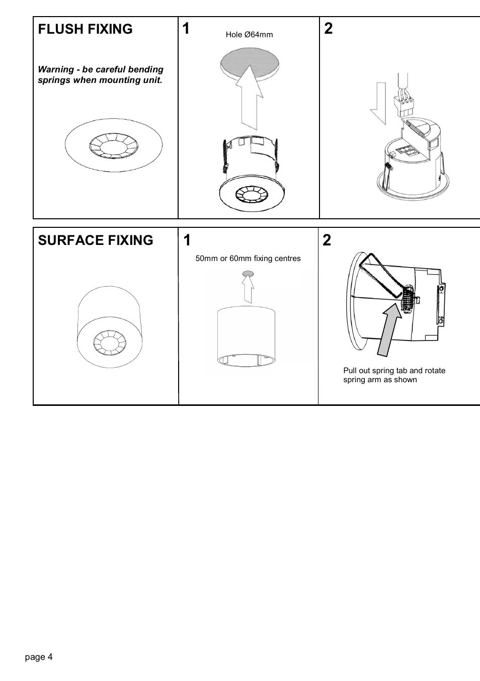 Flush fixing surface fixing | CP Electronics EBDSPIR-DD User Manual | Page 4 / 12