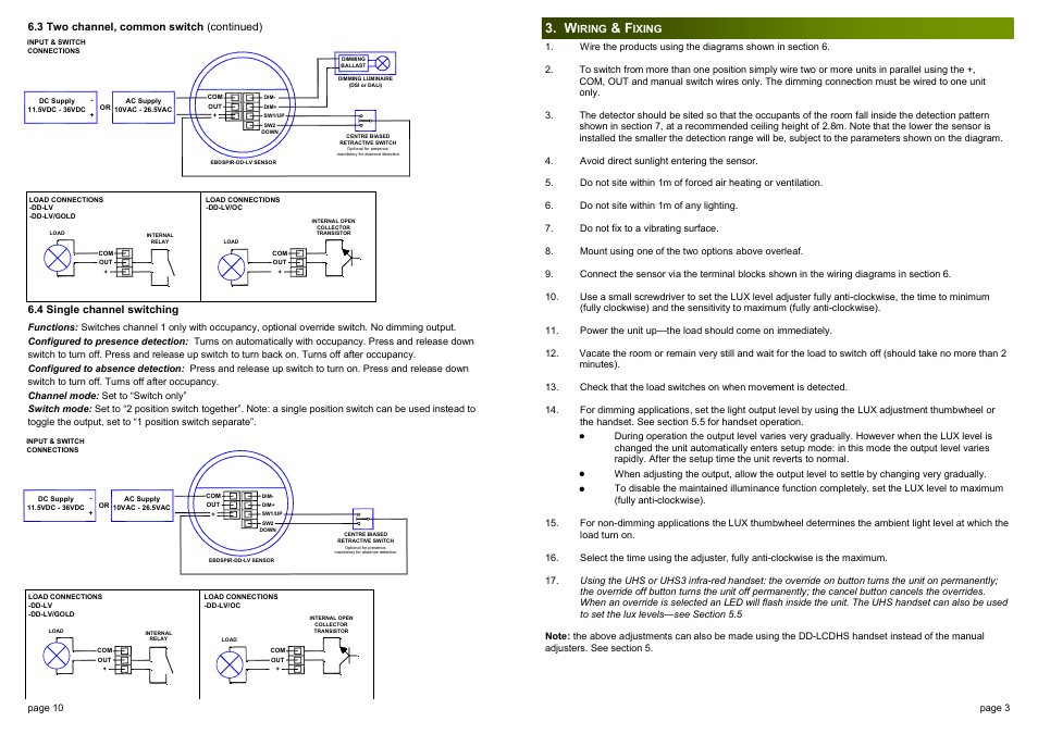 3 two channel, common switch (continued), Page 10, 4 single channel switching | Page 3, Iring, Ixing | CP Electronics EBDSPIR-DD-LV User Manual | Page 3 / 6