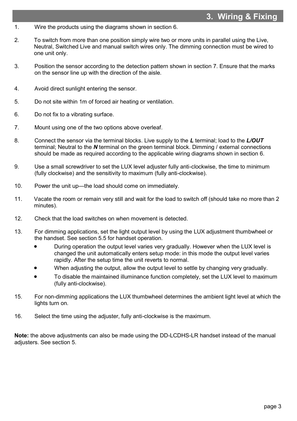 Wiring & fixing | CP Electronics EBDSPIR-HB-DD User Manual | Page 3 / 12