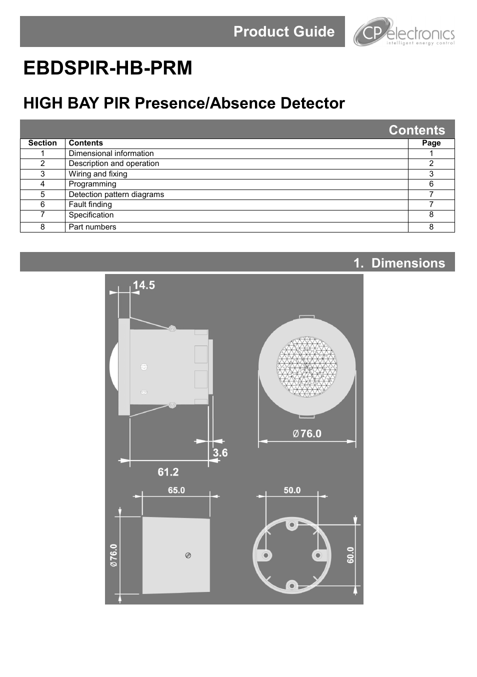 CP Electronics EBDSPIR-HB-PRM User Manual | 8 pages