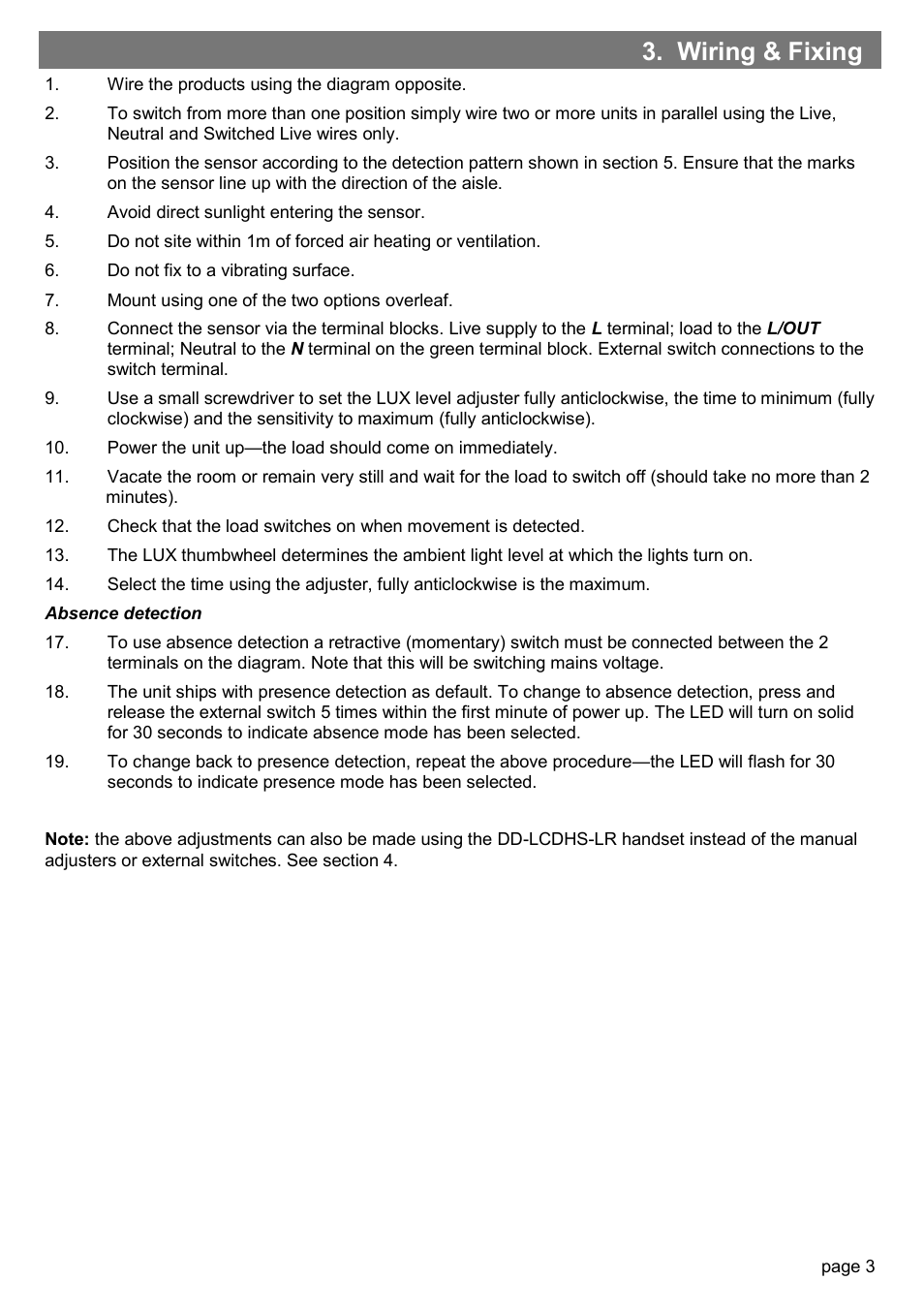 Wiring & fixing | CP Electronics EBDSPIR-HB-PRM User Manual | Page 3 / 8