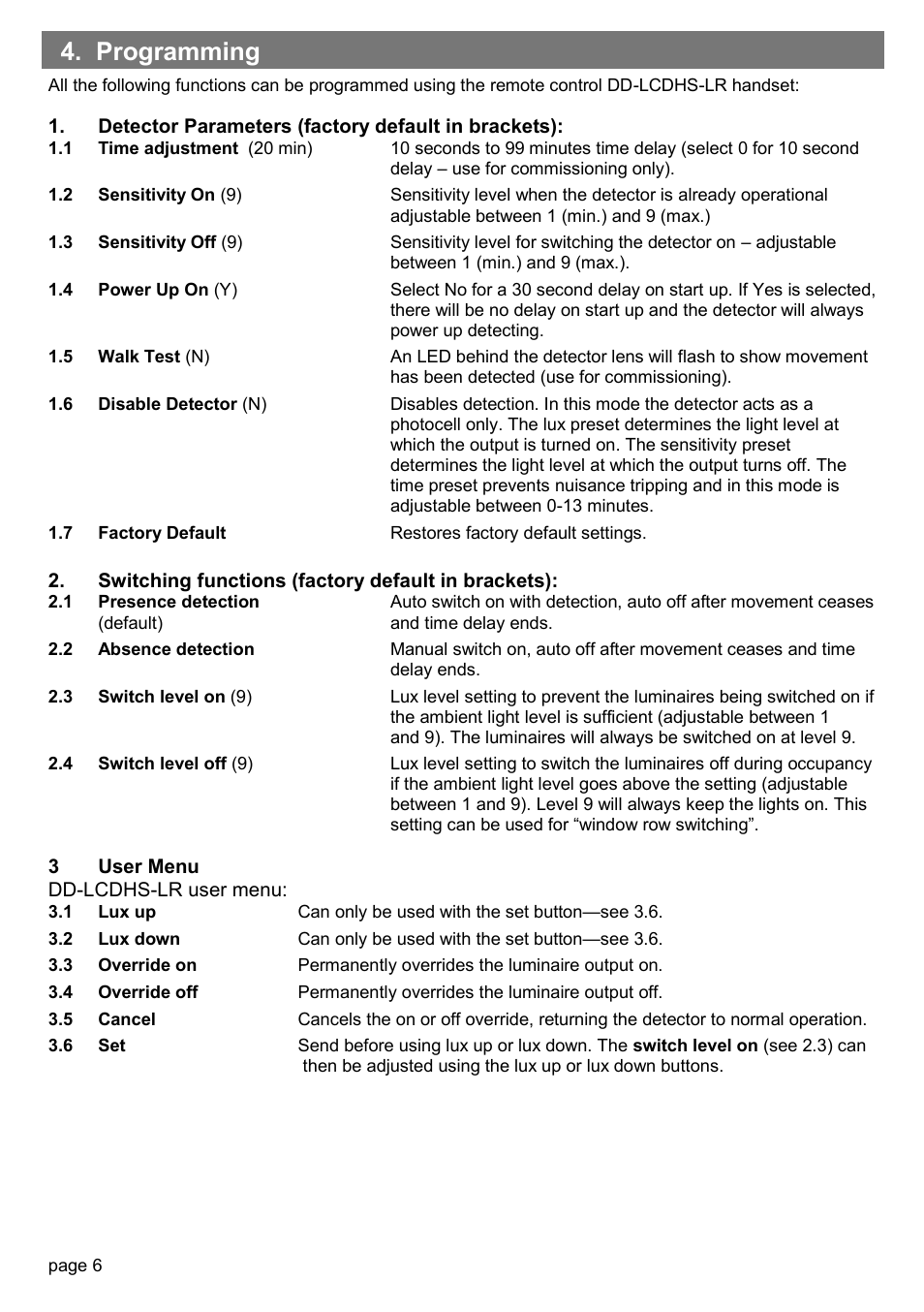 Programming | CP Electronics EBDSPIR-HB-PRM User Manual | Page 6 / 8