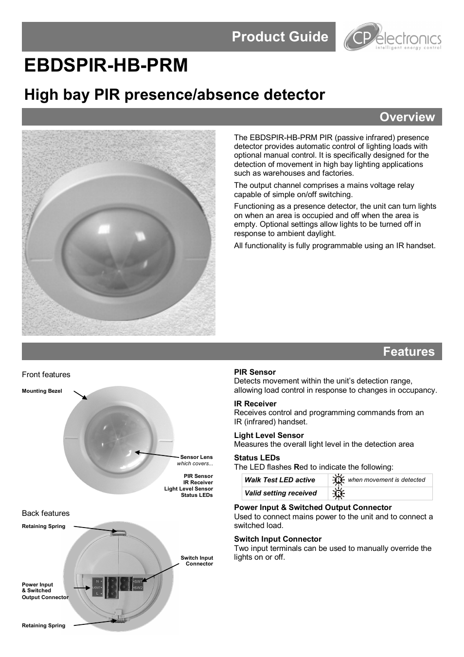 CP Electronics EBDSPIR-HB-PRM User Manual | 8 pages