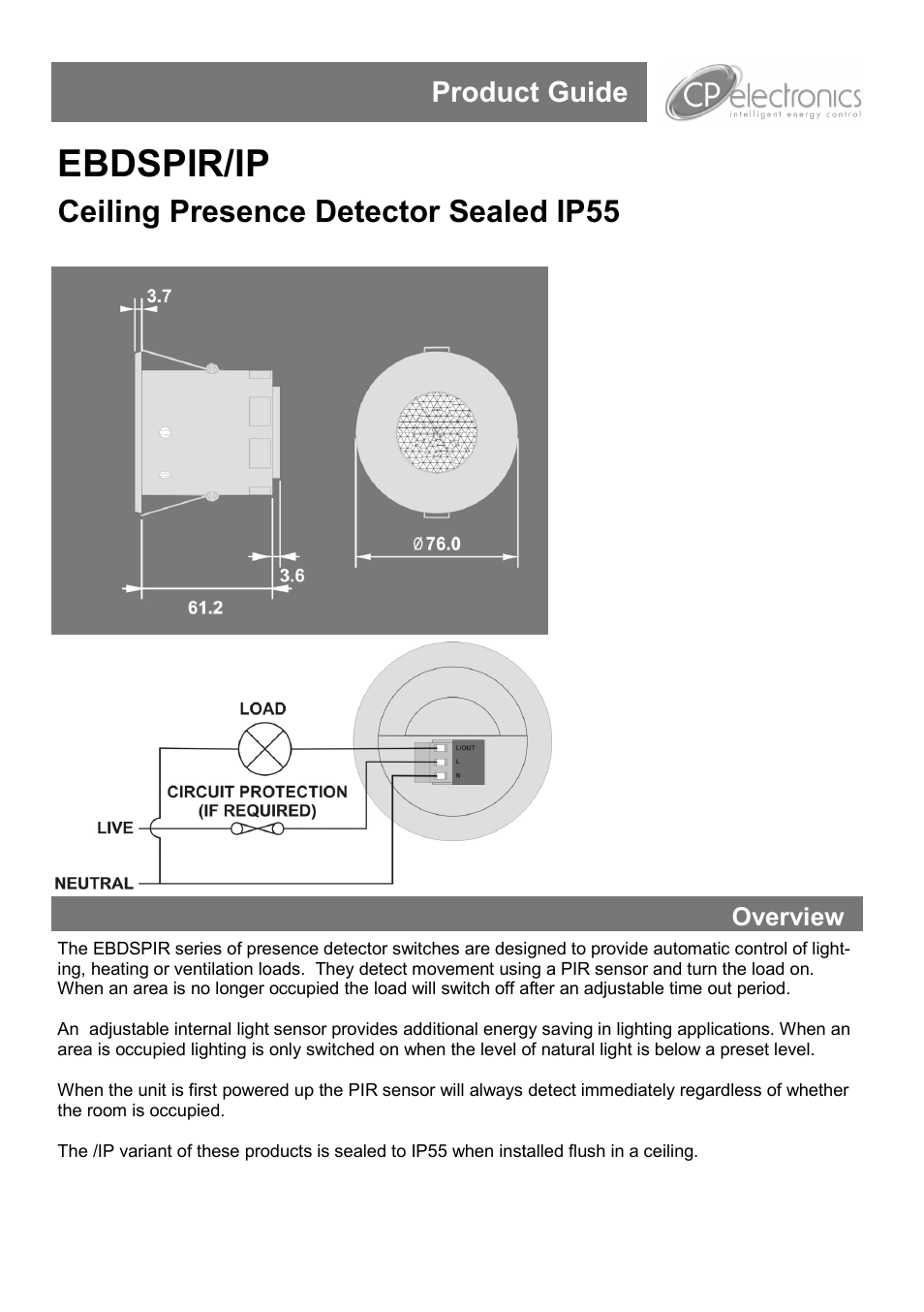 CP Electronics EBDSPIR-IP User Manual | 4 pages