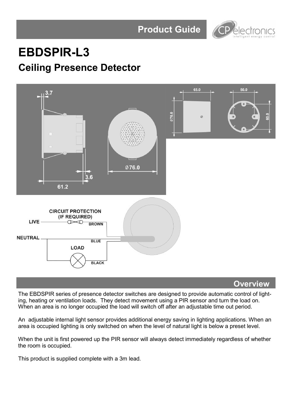 CP Electronics EBDSPIR-L3 User Manual | 4 pages