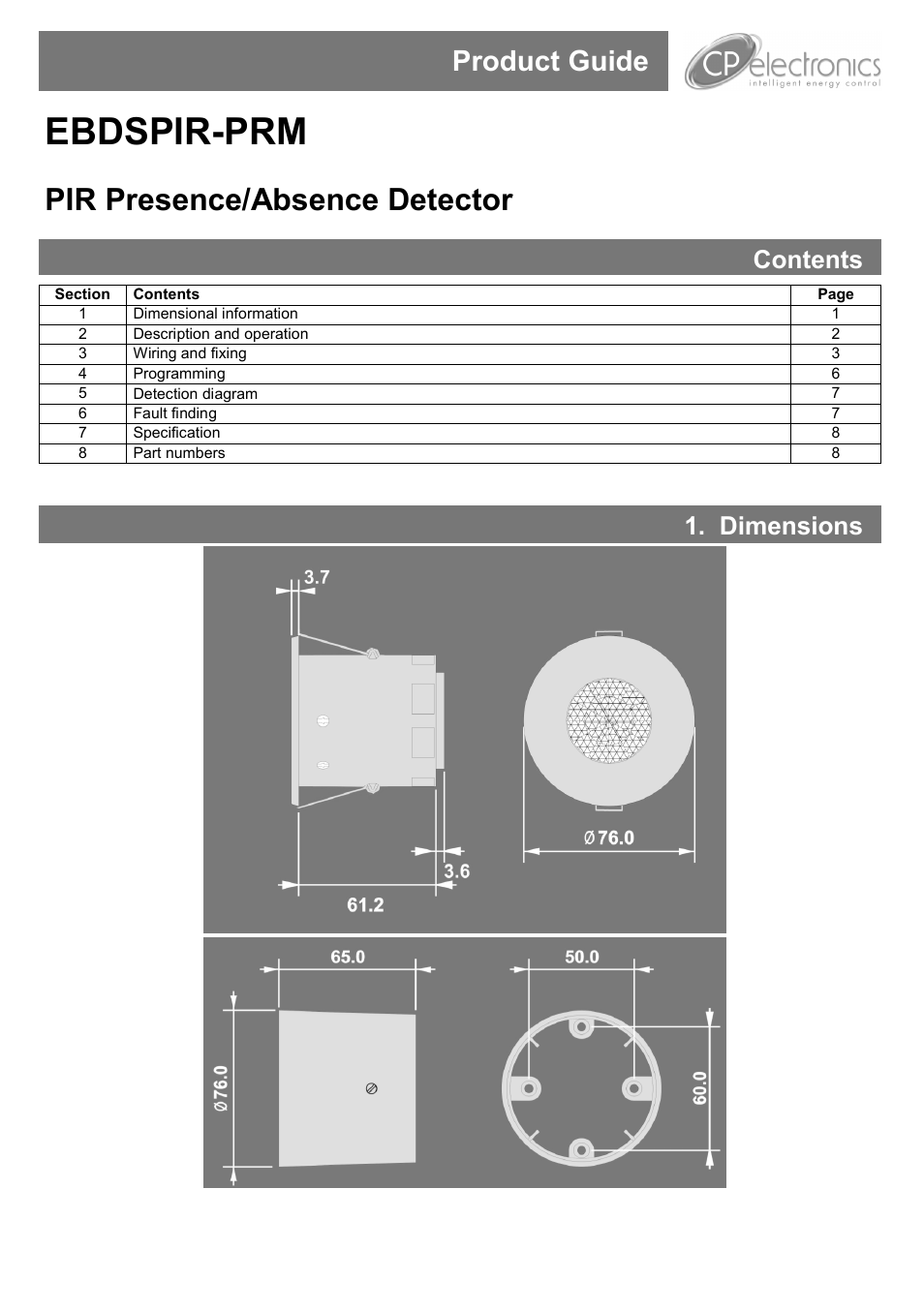 CP Electronics EBDSPIR-PRM User Manual | 8 pages