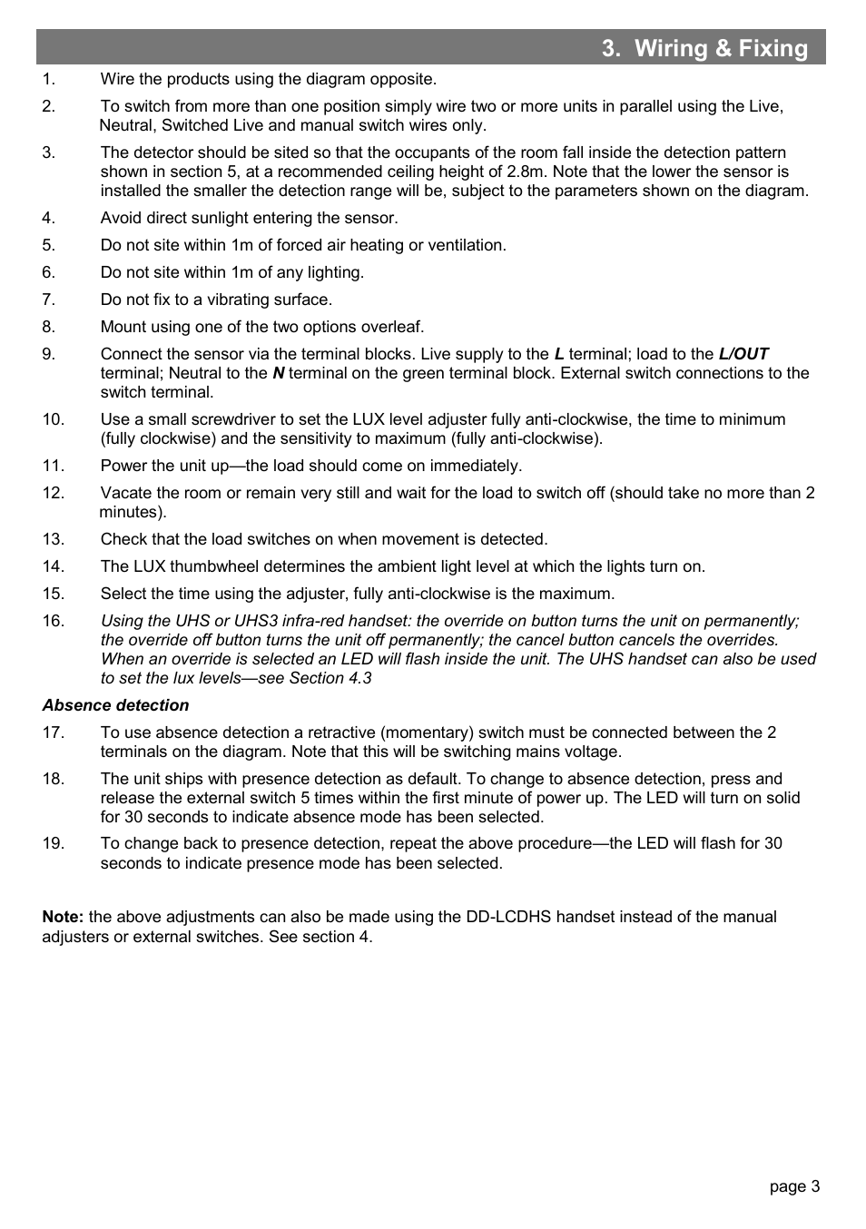 Wiring & fixing | CP Electronics EBDSPIR-PRM User Manual | Page 3 / 8